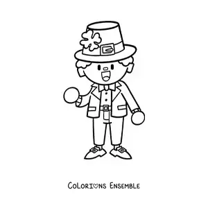 Image à colorier d’un lutin irlandais porte-bonheur