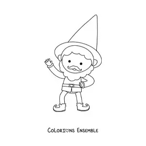 Image à colorier d’un lutin façon dessin animé tout simple
