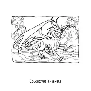 Image à colorier d’un dragon réaliste effrayant