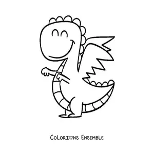 Image à colorier d’un bébé dragon façon dessin animé