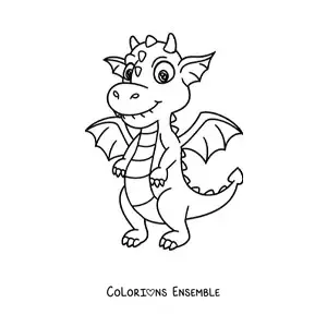 Image à colorier d’un mignon bébé dragon façon dessin animé