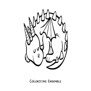 Image à colorier d’un dragon qui dort