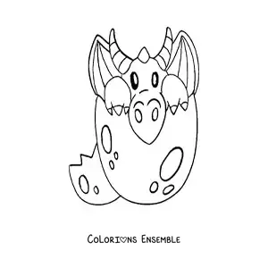 Image à colorier d’un œuf avec un bébé dragon