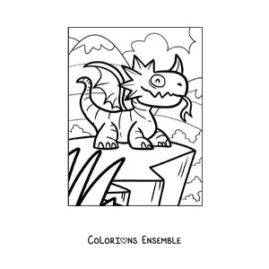 Image à colorier d’un dragon façon dessin animé