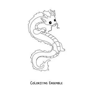Image à colorier d’un dragon chinois façon dessin animé