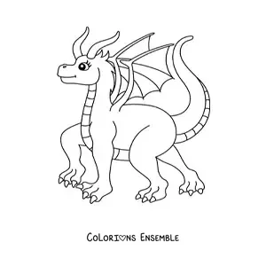 Image à colorier d’un grand dragon volant