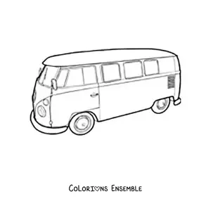 Image à colorier d’un combi Volkswagen T2