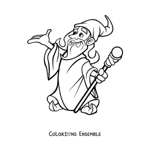 Coloriage d’un dessin de sorcier