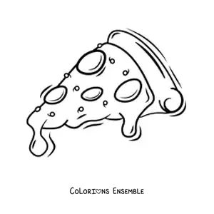 Image à colorier d'une part de pizza au salami