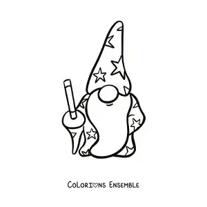 Coloriage d’un mignon gnome sorcier