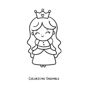Coloriage d’une princesse kawaii