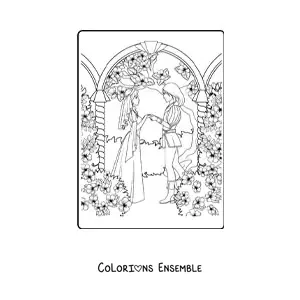 Coloriage du mariage de la princesse et du prince