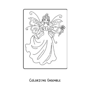 Coloriage d’une princesse fée magique