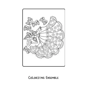 Coloriage horizontal d’une princesse magique