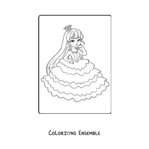 Coloriage d’une princesse animée élégante