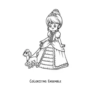 Coloriage de Cendrillon avec son animal de compagnie