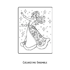 Coloriage d’une belle princesse des neiges