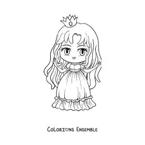 Coloriage d’une princesse kawaii chibi style anime