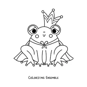 Coloriage d’un prince kawaii transformé en grenouille