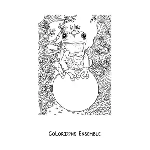 Coloriage réaliste d’un prince transformé en grenouille