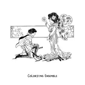 Coloriage réaliste d’un prince médiéval agenouillé devant une fée