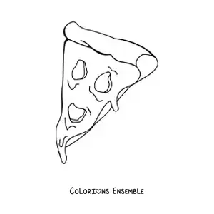 Image à colorier d'une part de pizza au fromage fondu