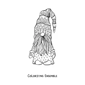 Image à colorier d'un gnome magique rigolo