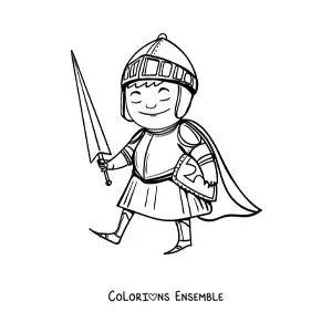 Image à colorier d'un chevalier templier rigolo