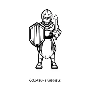 Image à colorier d'un chevalier noir