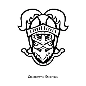 Image à colorier d'un visage de chevalier avec un casque