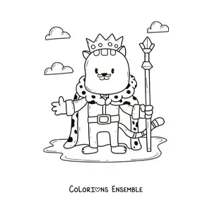 Image à colorier d'un roi chat rigolo