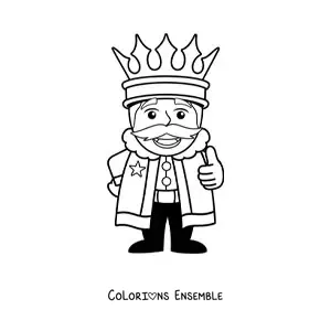 Image à colorier d'un dessin de roi tout simple avec une grande couronne