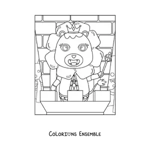 Image à colorier d'un roi lion kawaii