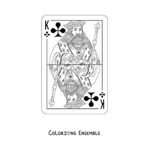 Image à colorier d'une carte de la fête des Rois
