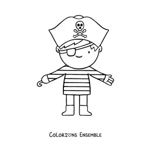 Coloriage d'un garçon déguisé en pirate avec un crochet