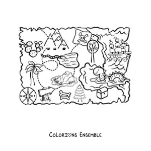 Coloriage d'une carte de l'île au trésor