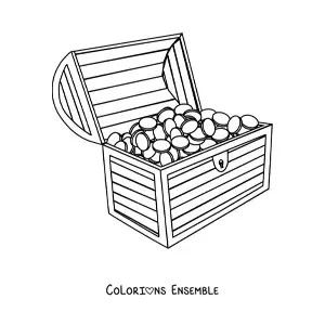 Coloriage d'un grand coffre au trésor