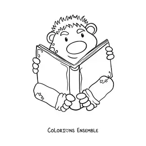Coloriage d'un troll animé en train de lire