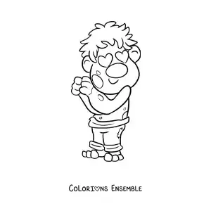 Coloriage d'un troll animé amoureux