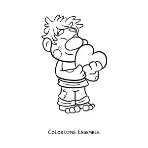 Coloriage d'un troll animé avec un cœur