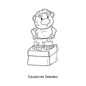 Coloriage d'un troll animé debout sur une boîte