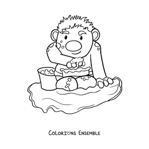 Coloriage d'un troll animé en train de jouer