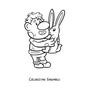 Coloriage d'un troll animé avec un lapin