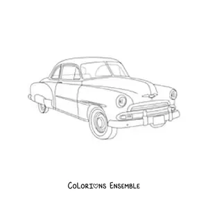 Image à colorier d'une Chevrolet Deluxe coupé de 1951