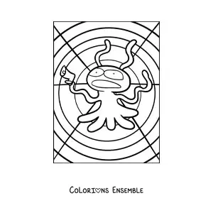 Coloriage d'un extraterrestre animé avec une arme