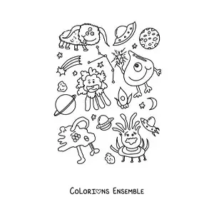 Coloriage d'extraterrestres animés