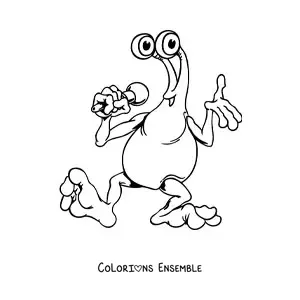 Coloriage d'un dessin d'extraterrestre avec un microphone