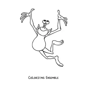 Coloriage d'un dessin d'extraterrestre en train de danser