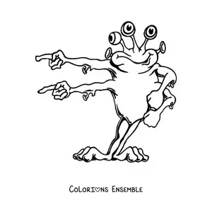 Coloriage d'un dessin d'extraterrestre rigolo