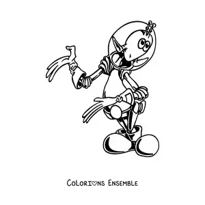 Coloriage d'un dessin de martien sympathique